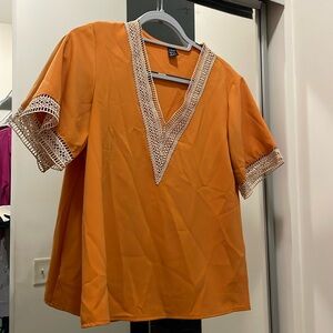 Orange embroidered blouse XS